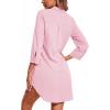 image:imageEkouaer Womens Nightgown V Neck Striped Button Down Sleepwear 34 Sleeves Nightshirts Soft Button Sleep Dress SXXLPink