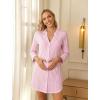 image:imageEkouaer Womens Nightgown V Neck Striped Button Down Sleepwear 34 Sleeves Nightshirts Soft Button Sleep Dress SXXLPink Stripe