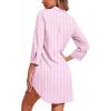 image:imageEkouaer Womens Nightgown V Neck Striped Button Down Sleepwear 34 Sleeves Nightshirts Soft Button Sleep Dress SXXLPink Stripe