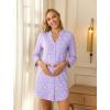 image:imageEkouaer Womens Nightgown V Neck Striped Button Down Sleepwear 34 Sleeves Nightshirts Soft Button Sleep Dress SXXLPurple Floral