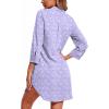 image:imageEkouaer Womens Nightgown V Neck Striped Button Down Sleepwear 34 Sleeves Nightshirts Soft Button Sleep Dress SXXLPurple Floral