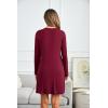 image:imageEkouaer Womens Nightgown VNeck Sleepwear Long Slevee Button Down NightshirtWine Red