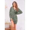 image:imageEkouaer Womens Nightshirt Long Sleeve Button Down Nightgown VNeck Sleepwear Casual Pajama DressArmy Green Striped