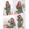 image:imageEkouaer Womens Nightshirt Long Sleeve Button Down Nightgown VNeck Sleepwear Casual Pajama DressArmy Green Striped