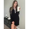 image:imageEkouaer Womens Nightshirt Long Sleeve Button Down Nightgown VNeck Sleepwear Casual Pajama DressBlack