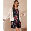 image:imageEkouaer Womens Nightshirt Long Sleeve Button Down Nightgown VNeck Sleepwear Casual Pajama DressBlack Floral