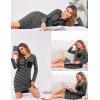image:imageEkouaer Womens Nightshirt Long Sleeve Button Down Nightgown VNeck Sleepwear Casual Pajama DressBlack Striped