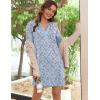 image:imageEkouaer Womens Nightshirt Long Sleeve Button Down Nightgown VNeck Sleepwear Casual Pajama DressBlue Floral