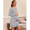 image:imageEkouaer Womens Nightshirt Long Sleeve Button Down Nightgown VNeck Sleepwear Casual Pajama DressGrey Stars Print