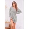 image:imageEkouaer Womens Nightshirt Long Sleeve Button Down Nightgown VNeck Sleepwear Casual Pajama DressLight Grey Striped