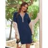 image:imageEkouaer Womens Nightshirt Long Sleeve Button Down Nightgown VNeck Sleepwear Casual Pajama DressNavy Blue