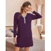 image:imageEkouaer Womens Nightshirt Long Sleeve Button Down Nightgown VNeck Sleepwear Casual Pajama DressPurple