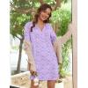 image:imageEkouaer Womens Nightshirt Long Sleeve Button Down Nightgown VNeck Sleepwear Casual Pajama DressPurple Floral