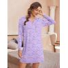 image:imageEkouaer Womens Nightshirt Long Sleeve Button Down Nightgown VNeck Sleepwear Casual Pajama DressPurple Floral