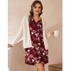 image:imageEkouaer Womens Nightshirt Long Sleeve Button Down Nightgown VNeck Sleepwear Casual Pajama DressRed Floral