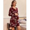 image:imageEkouaer Womens Nightshirt Long Sleeve Button Down Nightgown VNeck Sleepwear Casual Pajama DressRed Floral