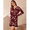 image:imageEkouaer Womens Nightshirt Long Sleeve Button Down Nightgown VNeck Sleepwear Casual Pajama DressRed Floral