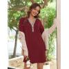 image:imageEkouaer Womens Nightshirt Long Sleeve Button Down Nightgown VNeck Sleepwear Casual Pajama DressWine Red