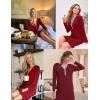 image:imageEkouaer Womens Nightshirt Long Sleeve Button Down Nightgown VNeck Sleepwear Casual Pajama DressWine Red