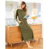 image:imageEkouaer Womens Nightshirt Long Sleeve Nightgown Round Neck Sleepwear Full Length Pajama Dress with Pockets Loungewear SXXLAarm Green
