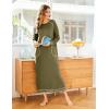 image:imageEkouaer Womens Nightshirt Long Sleeve Nightgown Round Neck Sleepwear Full Length Pajama Dress with Pockets Loungewear SXXLAarm Green
