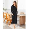 image:imageEkouaer Womens Nightshirt Long Sleeve Nightgown Round Neck Sleepwear Full Length Pajama Dress with Pockets Loungewear SXXLAblack
