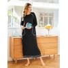 image:imageEkouaer Womens Nightshirt Long Sleeve Nightgown Round Neck Sleepwear Full Length Pajama Dress with Pockets Loungewear SXXLAblack