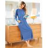image:imageEkouaer Womens Nightshirt Long Sleeve Nightgown Round Neck Sleepwear Full Length Pajama Dress with Pockets Loungewear SXXLAblue
