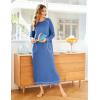 image:imageEkouaer Womens Nightshirt Long Sleeve Nightgown Round Neck Sleepwear Full Length Pajama Dress with Pockets Loungewear SXXLAblue