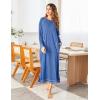 image:imageEkouaer Womens Nightshirt Long Sleeve Nightgown Round Neck Sleepwear Full Length Pajama Dress with Pockets Loungewear SXXLAblue