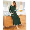 image:imageEkouaer Womens Nightshirt Long Sleeve Nightgown Round Neck Sleepwear Full Length Pajama Dress with Pockets Loungewear SXXLAdark Green