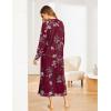 image:imageEkouaer Womens Nightshirt Long Sleeve Nightgown Round Neck Sleepwear Full Length Pajama Dress with Pockets Loungewear SXXLAfloral Red