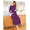 image:imageEkouaer Womens Nightshirt Long Sleeve Nightgown Round Neck Sleepwear Full Length Pajama Dress with Pockets Loungewear SXXLAfuchsia