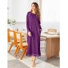image:imageEkouaer Womens Nightshirt Long Sleeve Nightgown Round Neck Sleepwear Full Length Pajama Dress with Pockets Loungewear SXXLAfuchsia