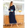 image:imageEkouaer Womens Nightshirt Long Sleeve Nightgown Round Neck Sleepwear Full Length Pajama Dress with Pockets Loungewear SXXLAnavy Blue