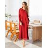 image:imageEkouaer Womens Nightshirt Long Sleeve Nightgown Round Neck Sleepwear Full Length Pajama Dress with Pockets Loungewear SXXLAred