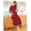 image:imageEkouaer Womens Nightshirt Long Sleeve Nightgown Round Neck Sleepwear Full Length Pajama Dress with Pockets Loungewear SXXLAwine Red