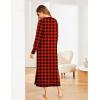 image:imageEkouaer Womens Nightshirt Long Sleeve Nightgown Round Neck Sleepwear Full Length Pajama Dress with Pockets Loungewear SXXLChristmas Plaid