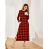 image:imageEkouaer Womens Nightshirt Long Sleeve Nightgown Round Neck Sleepwear Full Length Pajama Dress with Pockets Loungewear SXXLChristmas Plaid