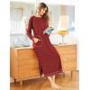 image:imageEkouaer Womens Nightshirt Long Sleeve Nightgown Round Neck Sleepwear Full Length Pajama Dress with Pockets Loungewear SXXLWine Red2