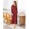 image:imageEkouaer Womens Nightshirt Long Sleeve Nightgown Round Neck Sleepwear Full Length Pajama Dress with Pockets Loungewear SXXLWine Red2