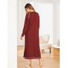 image:imageEkouaer Womens Nightshirt Long Sleeve Nightgown Round Neck Sleepwear Full Length Pajama Dress with Pockets Loungewear SXXLWine Red2