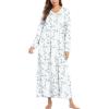 image:imageEkouaer Cotton Nightgowns for Women Long Sleeve Nightgown Full Length Night Gown Soft Comfy Nightdress Button Sleep ShirtsBlue Floral White