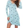 image:imageEkouaer Long Sleeve Nightgowns for Women Sexy Lace Night Shirt V Neck Sleep Shirt Soft SleepwearBlue Planet