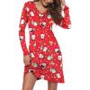 image:imageEkouaer Long Sleeve Nightgowns for Women Sexy Lace Night Shirt V Neck Sleep Shirt Soft SleepwearChristmas Santa 2