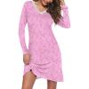 image:imageEkouaer Long Sleeve Nightgowns for Women Sexy Lace Night Shirt V Neck Sleep Shirt Soft SleepwearPink Florals
