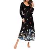 image:imageEkouaer Nightgown Women Long Sleeve Sleepwear Full Length Long Nightshirt Soft Loungewear S4XLBlack Butterfly
