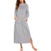 image:imageEkouaer Nightgowns for Women Fleece Nightgown Long Sleeve Sleepwear Hooded Night Gown Long Sleep Shirt with PocketLight Grey