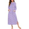 image:imageEkouaer Nightgowns for Women Fleece Nightgown Long Sleeve Sleepwear Hooded Night Gown Long Sleep Shirt with PocketPurple Flower