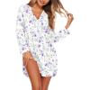 image:imageEkouaer Nightgowns for Women Long Sleeve Nightshirt Button Down Sleepshirt Nightdress Boyfriend Sleepwear SXXXLWhite Purple Floral